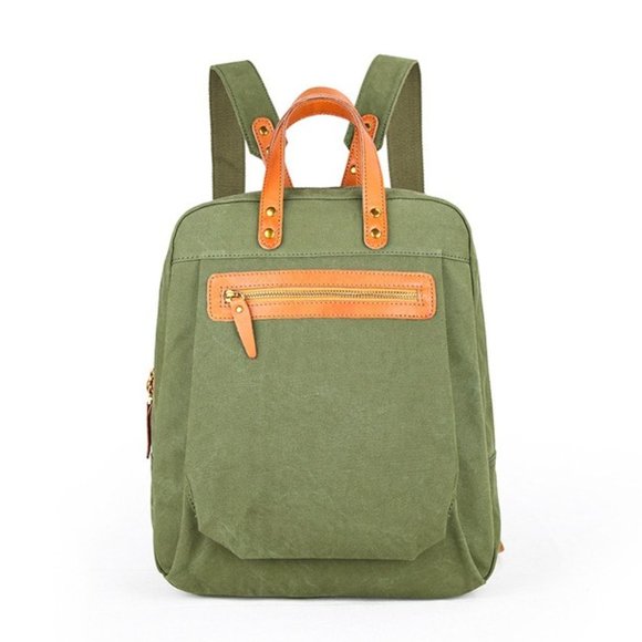 Leather patchwork small backpack outdoor backpack